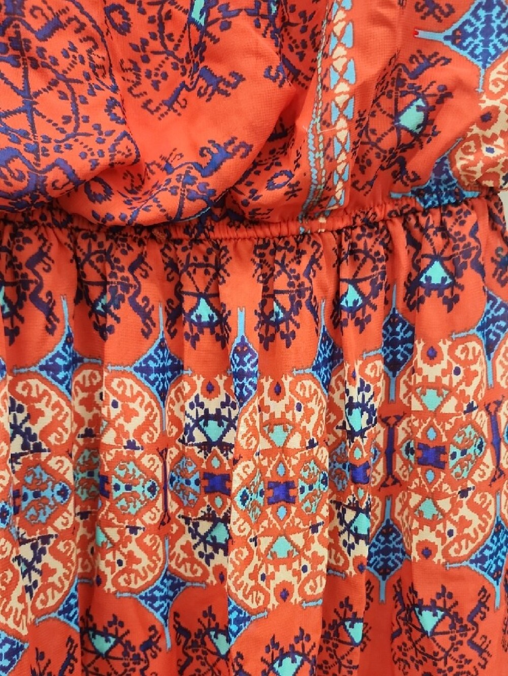 As U Wish Coral Red Printed Sleeveless Mini Dress Sz M - Picture 4 of 6